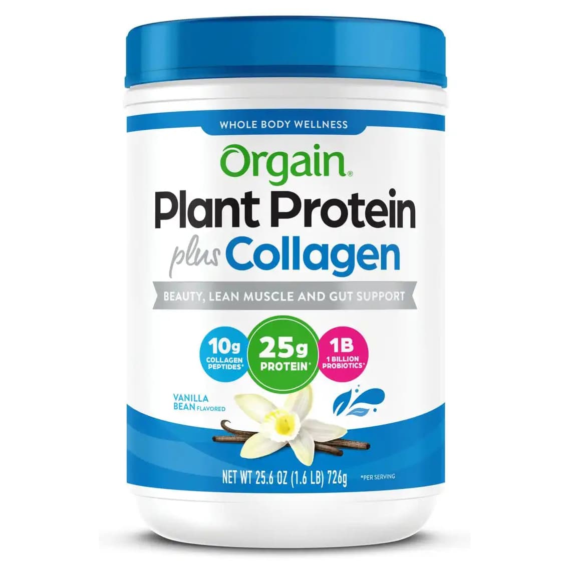 Orgain Plant Protein Plus Collagen Powder Vanilla Bean - Image 1