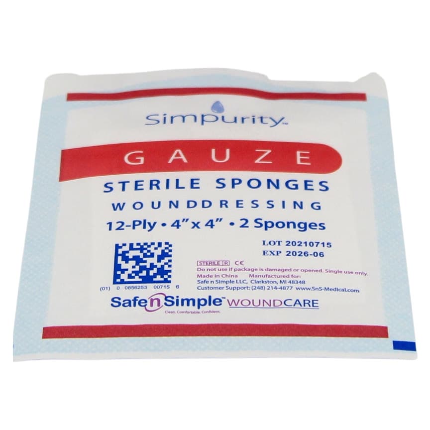 Simpurity Gauze Sterile Sponge Dressing, 4 x 4 Inch - Each - Image 1