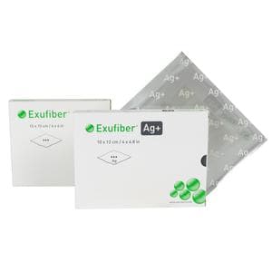 Exufiber Ag+ Antimicrobial Gelling Fiber Dressing, 4 x 4 Inch - Box of 10 - Image 1
