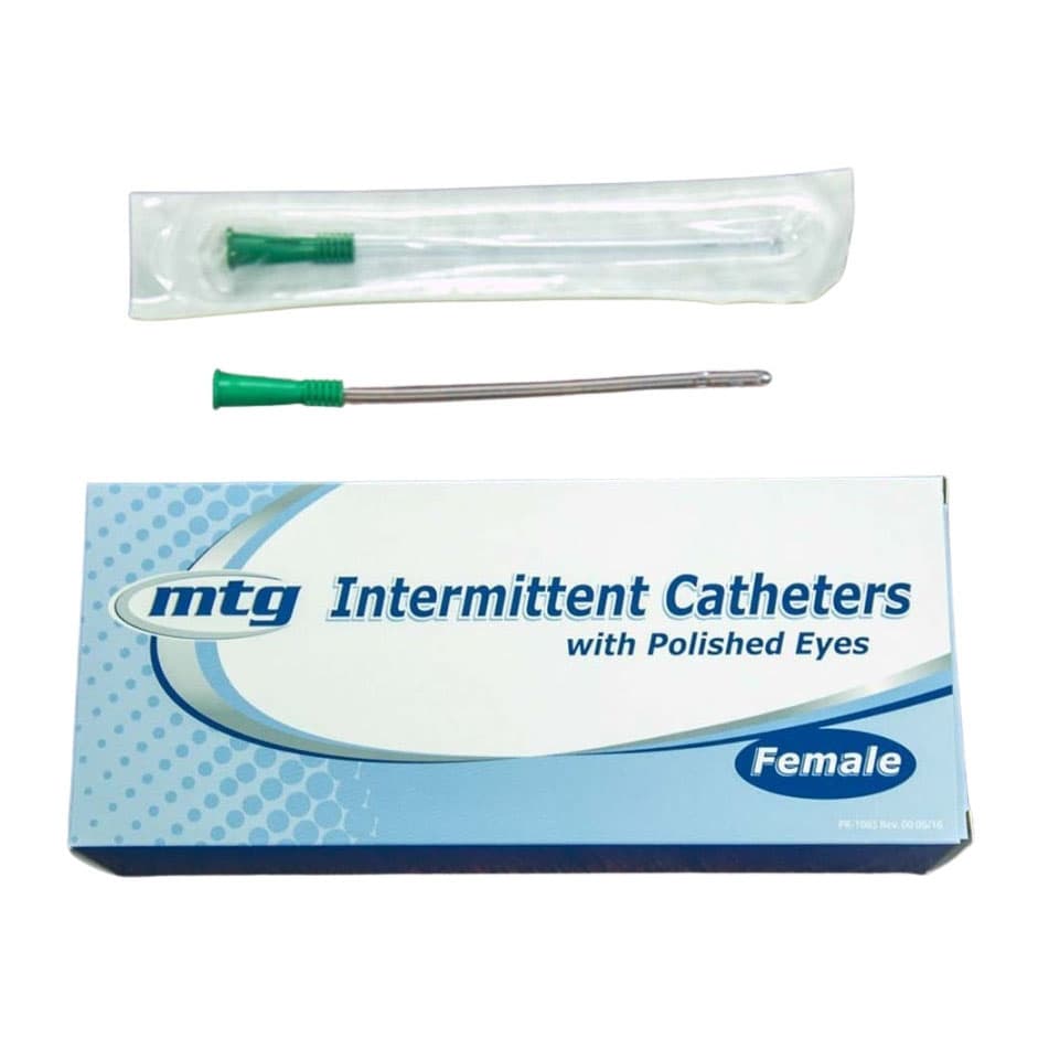 MTG Female Non-Coated Intermittent Catheter with Straight Tip, 12 Fr, 6" - Each - Image 1