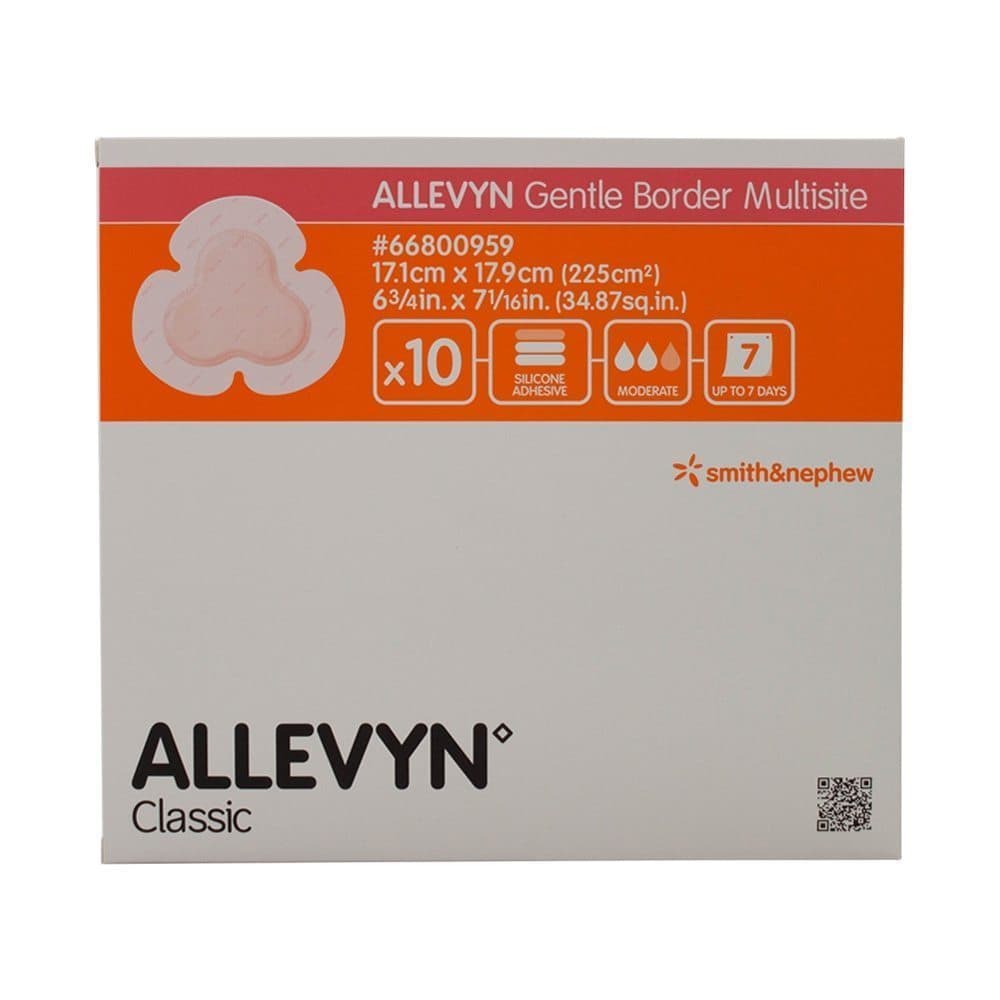 Allevyn Gentle Border Multisite Dressing, 6-3/4 x 7-5/8 Inch - Box of 10 - Image 1