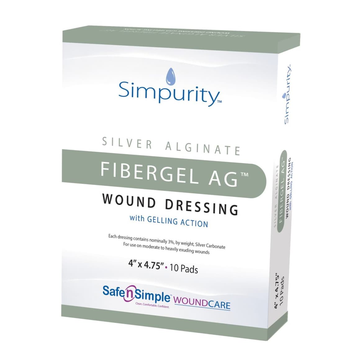Simpurity Fibergel AG Silver Alginate Wound Dressing - Image 1
