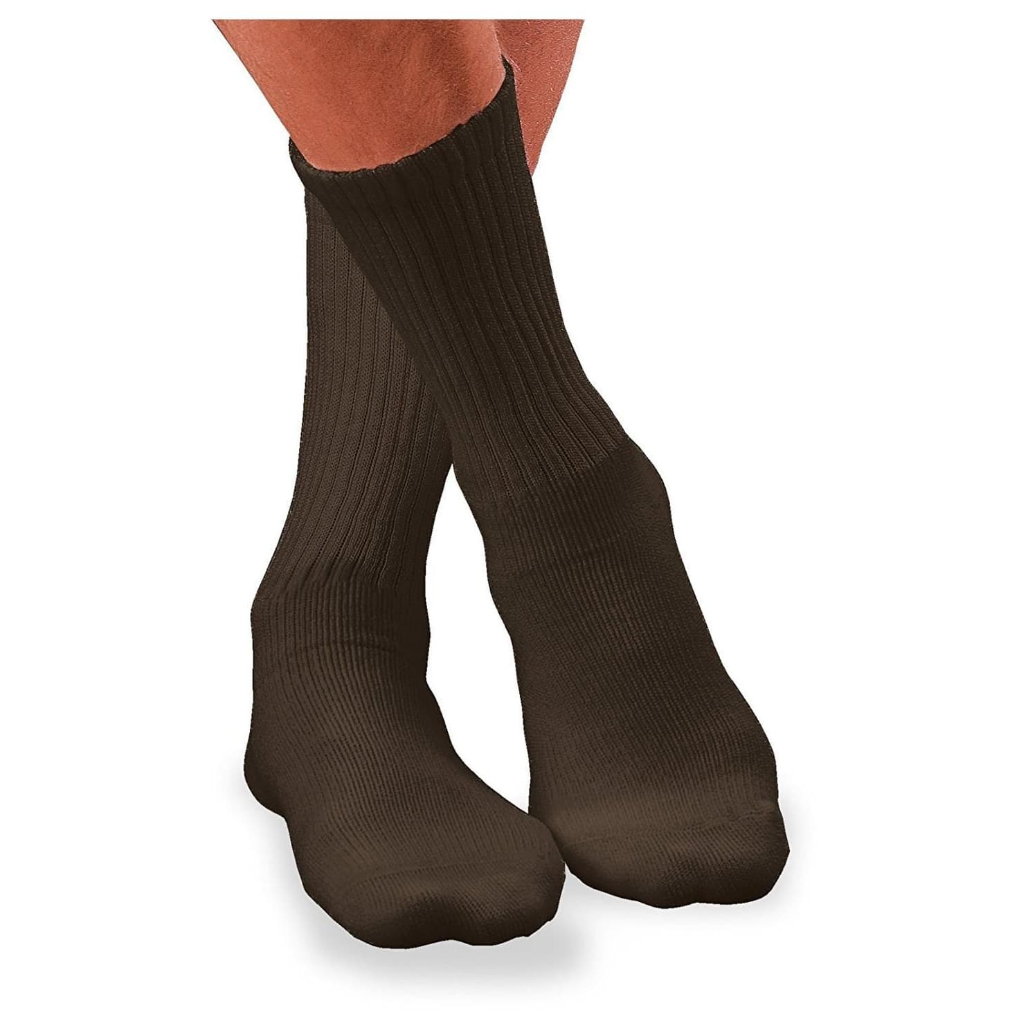 Jobst Sensifoot Diabetic Crew High Compression Socks, Closed Toe, Brown, Medium - Pair - Image 1