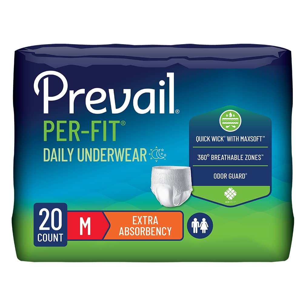 Prevail Per-Fit Extra Unisex Daily Underwear, Medium - Package of 20 - Image 1