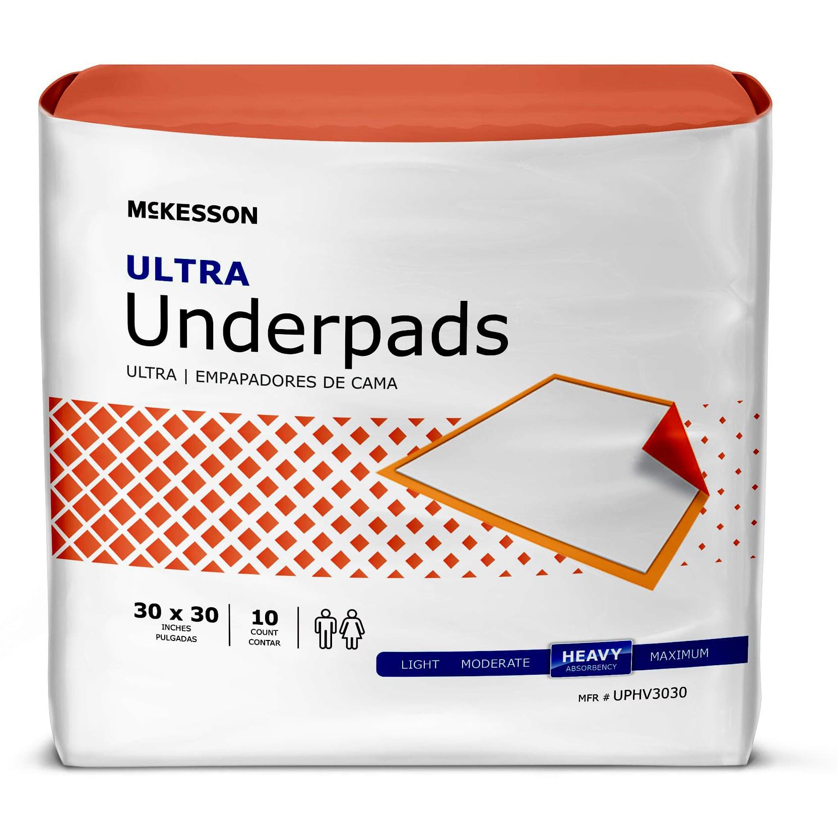 McKesson Ultra Incontinence Underpads, 30 x 30 Inch - Bag of 10 - Image 1