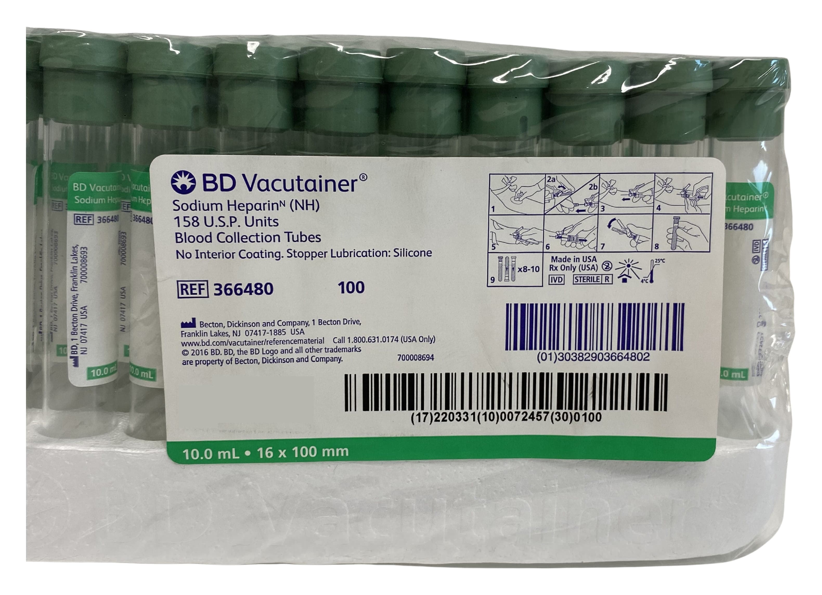 BD Vacutainer Sodium Heparin Tubes with Conventional Closure - Image 1
