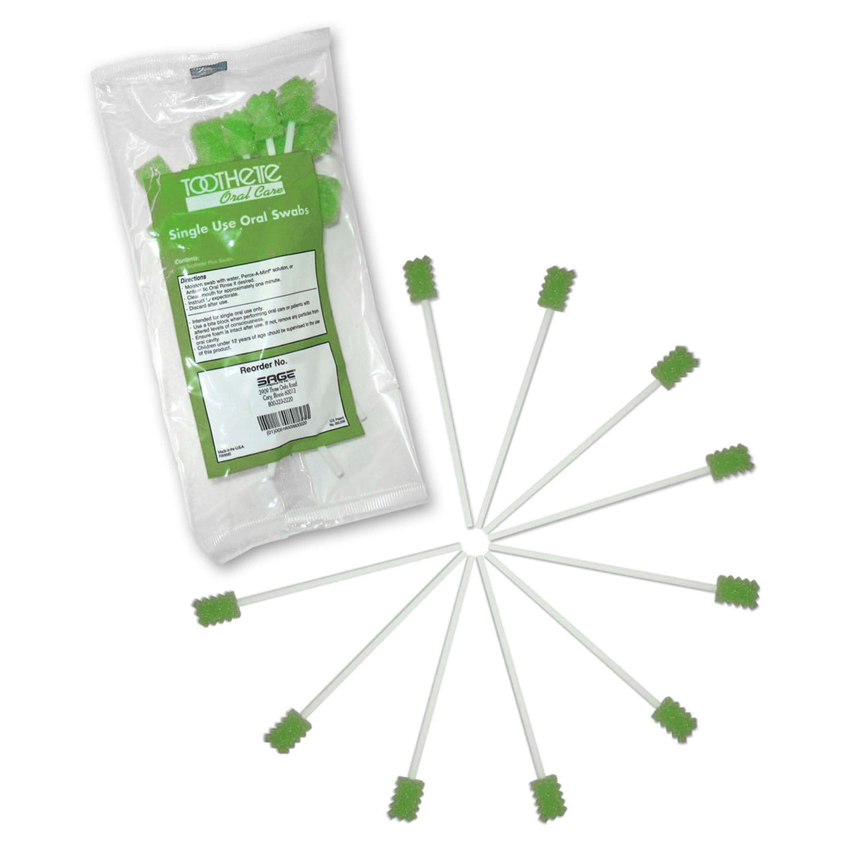 Toothette Plus Green Oral Swabstick with Sodium Bicarbonate - Image 1