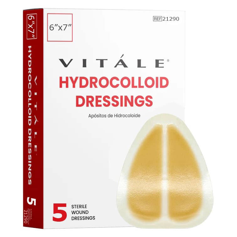 Vitale Hydrocolloid Sacral Dressing, 6" x 7" - Box of 5 - Image 1