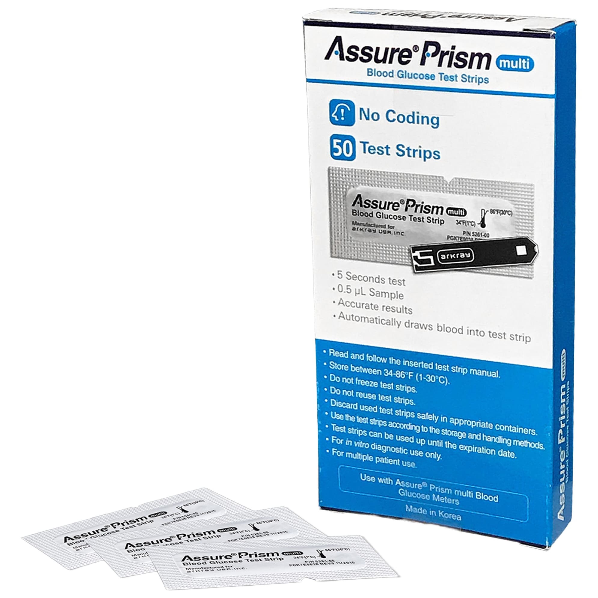 ASSURE Prism Multi Foil-Wrapped Blood Glucose Test Strips - Case of 600 - Image 1