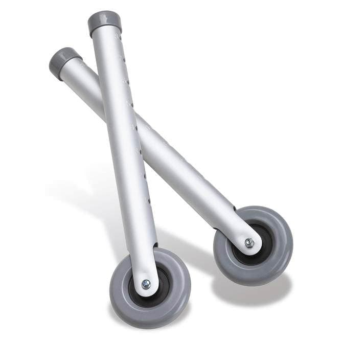 Medline 3" Rubber Fixed Walker Wheels, 8 Hole Adjustable - Pair of 2