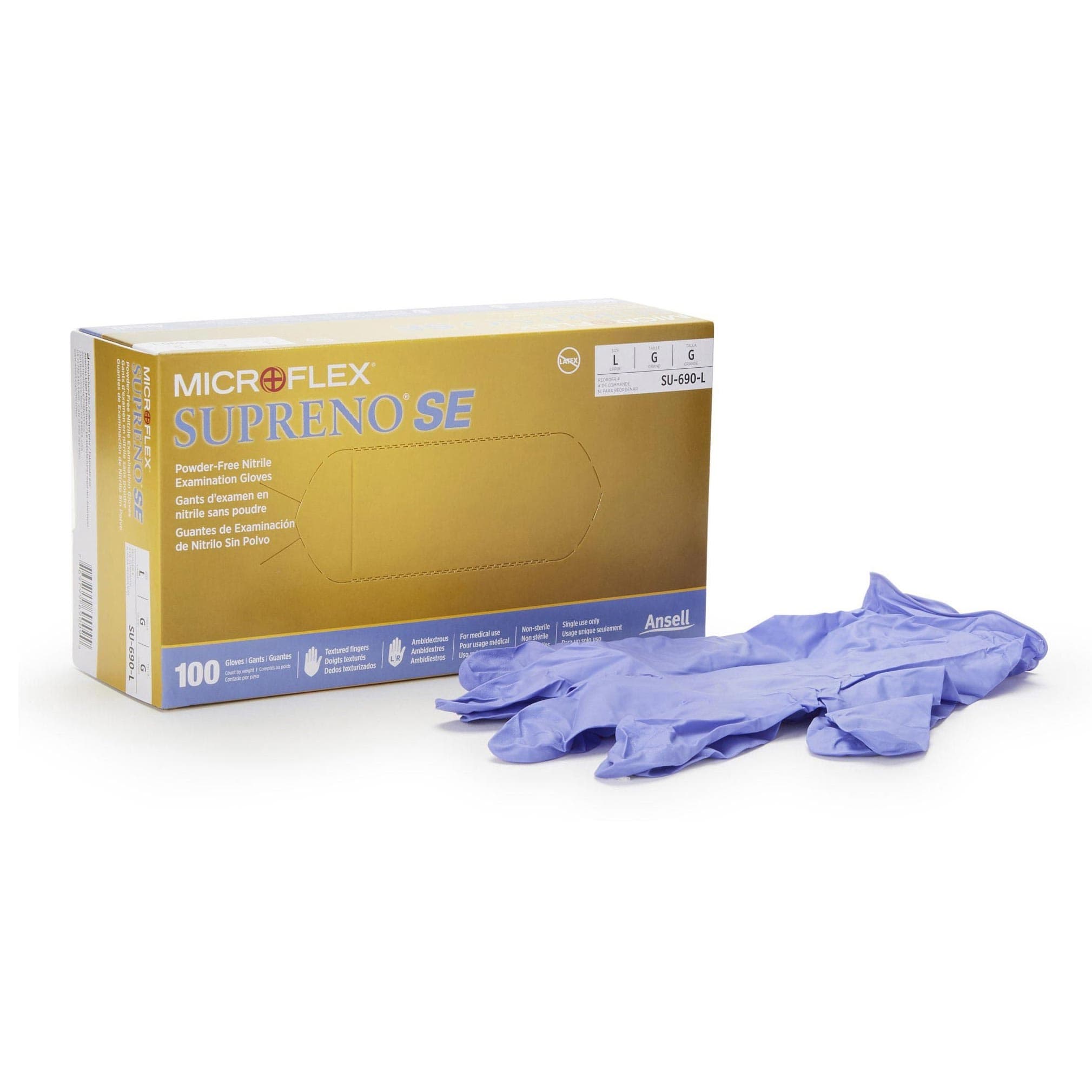 MICROFLEX Supreno SE Powder-Free Nitrile Exam Gloves, Large - Box of 100 - Image 1
