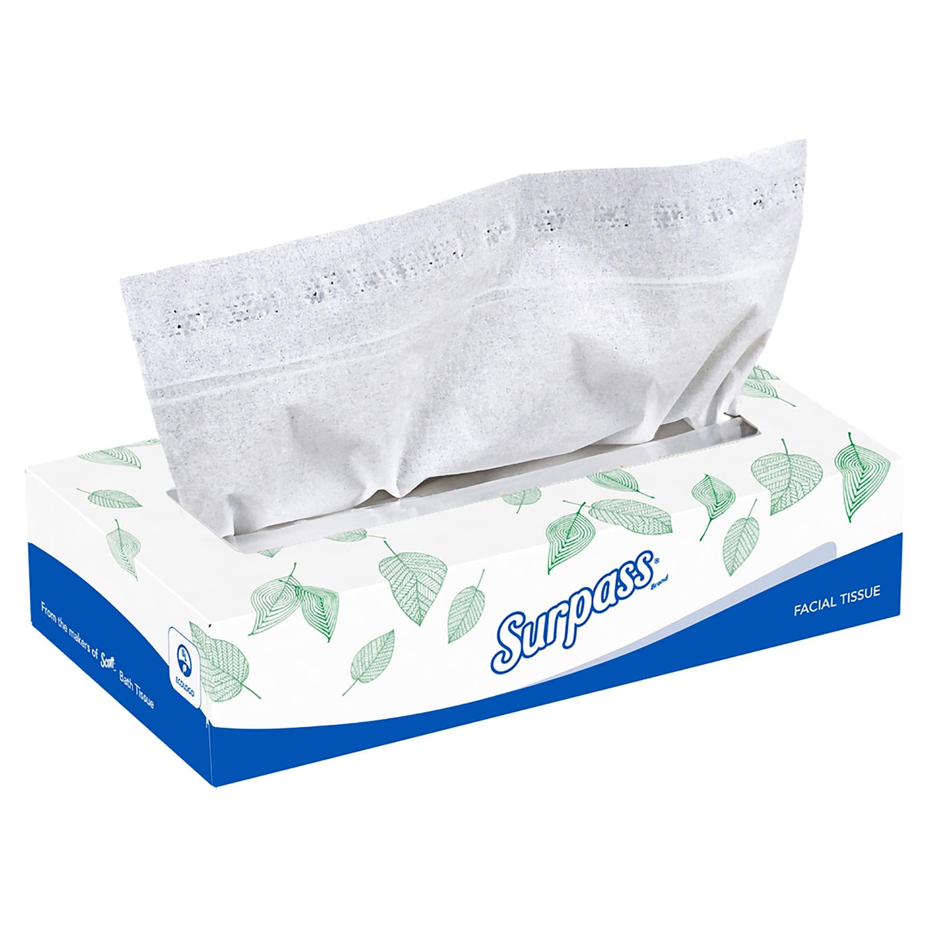 Surpass Facial Tissue White Flat Box 2-Ply, 100 Count, 8 x 8-2/5 Inch - Box of 100 - Image 1