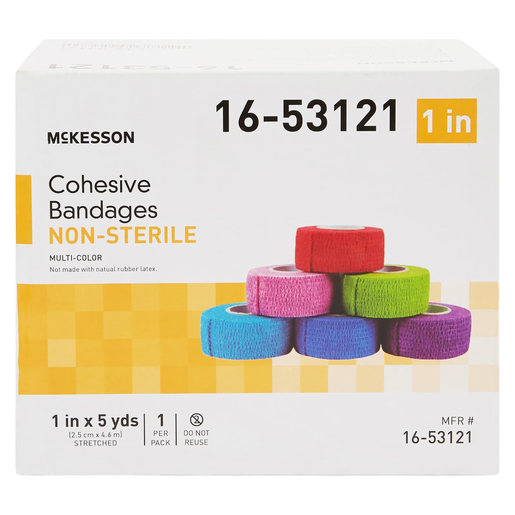 McKesson Cohesive Bandage NonSterile, Purple Pink Green Light Blue Royal Blue Red, 1 Inch X 5 Yard - Each - Image 1