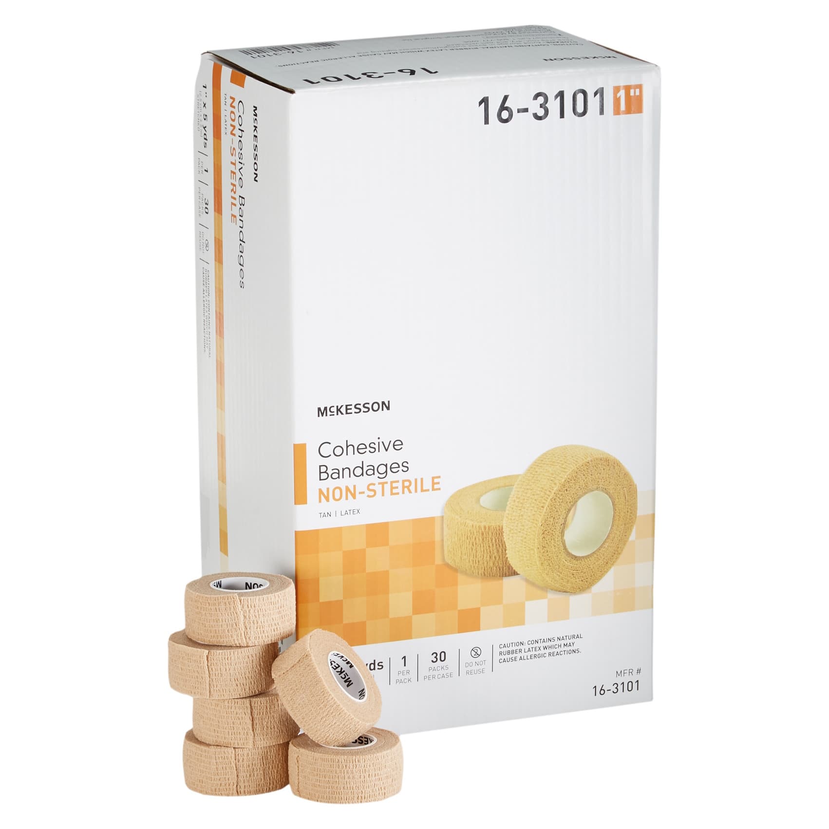 McKesson Elastic Cohesive Compression Bandage, 1 Inch x 5 Yard, Tan - Case of 30 - Image 1