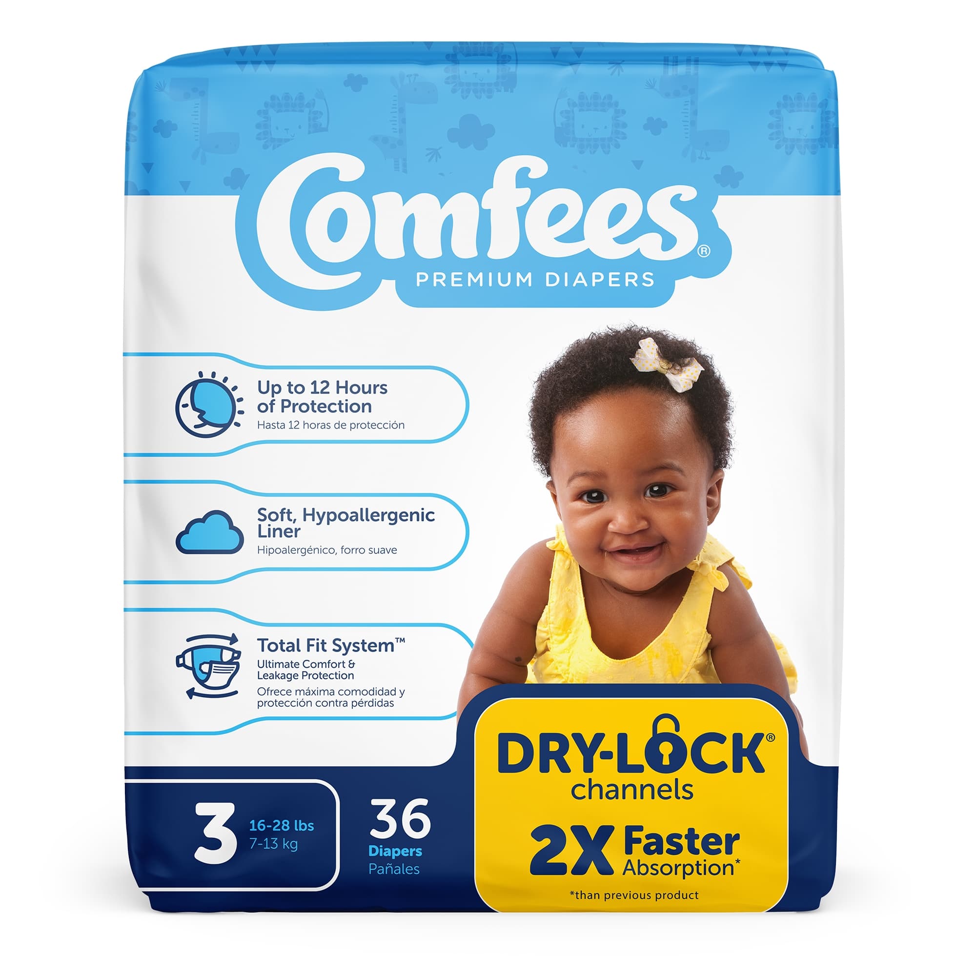 Comfees Premium Baby Diapers, Size 3 - Bag of 36 - Image 1