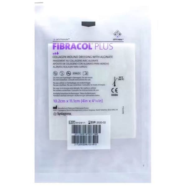 Fibracol Plus Collagen Wound Dressing with Alginate, 4 X 4-3/8 Inch - Each - Image 1