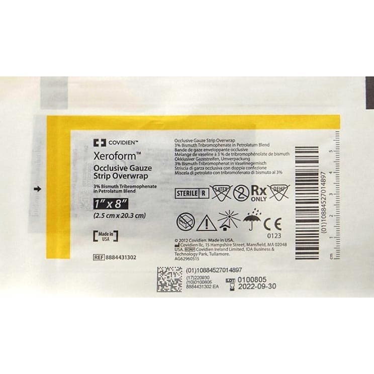 Xeroform Occlusive Strip Overwrap Dressing, 1 x 8 Inch - Image 1