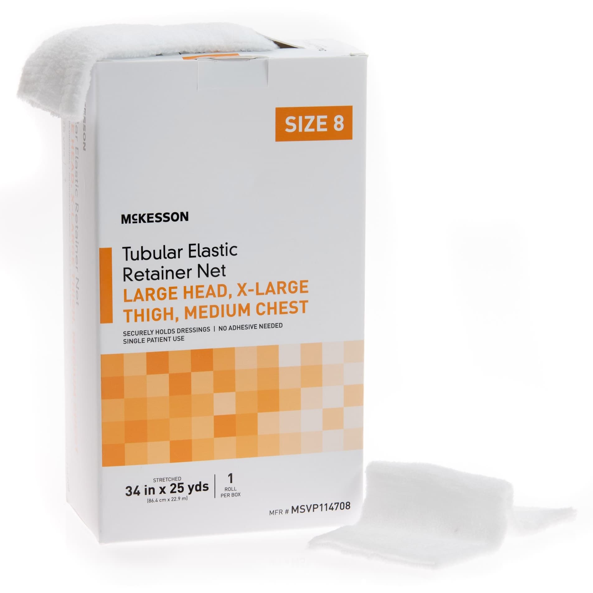 McKesson Elastic Net Retainer Dressing, 34 Inch x 25 Yard, Size 8, Large Head - Box of 1 - Image 1