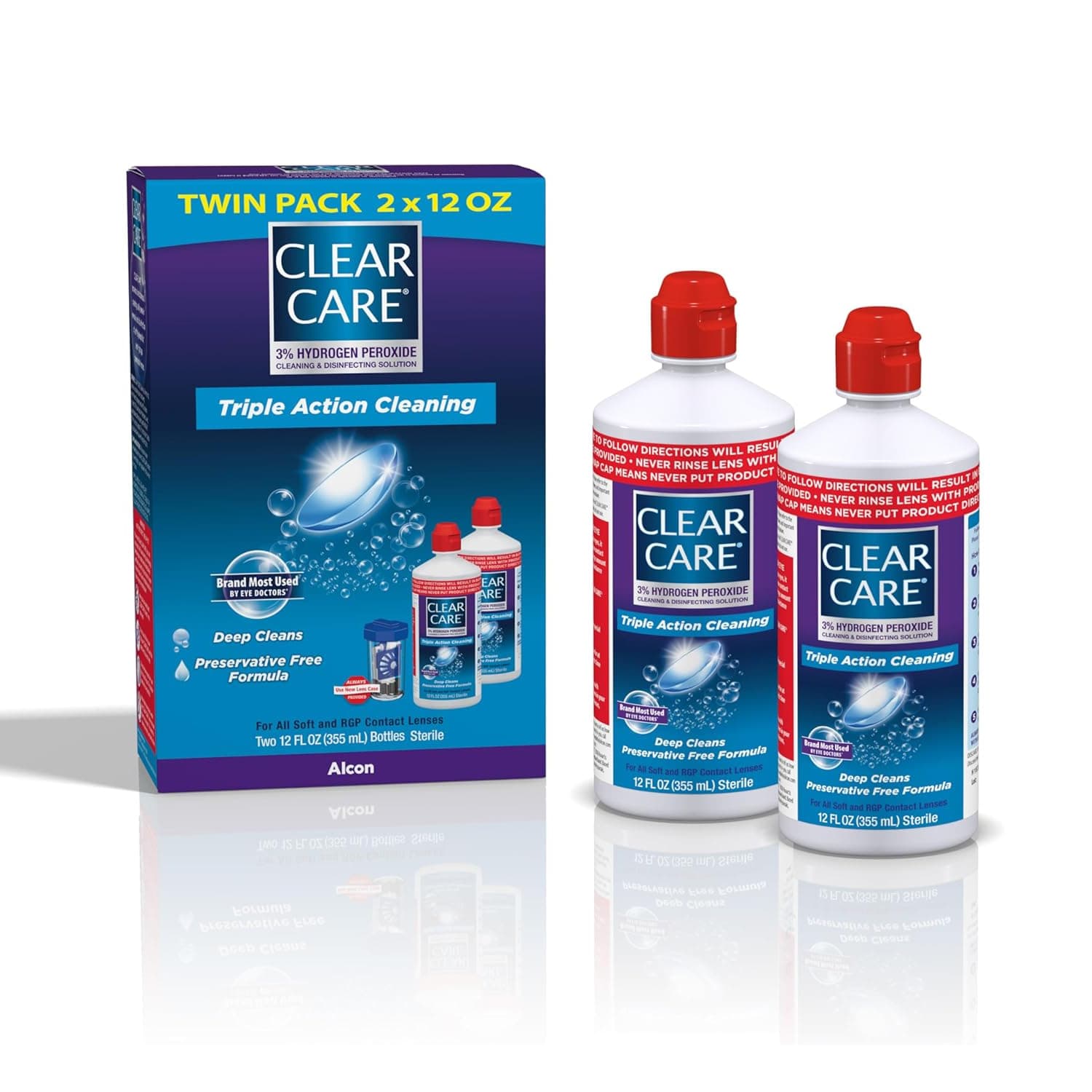 Alcon Clear Care Cleaning and Disinfection Solution, 2 x 12 oz - Package of 2 - Image 1