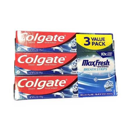 Colgate Max Fresh Toothpaste with Mini Breath Strip, 3-Pack - Image 1