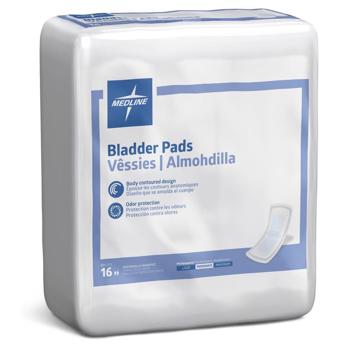 FitRight Bladder Control Pads, Moderate, 3 x 10.5 Inch - Bag of 16 - Image 1