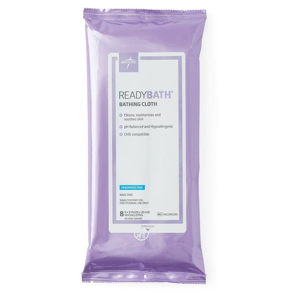 ReadyBath Rinse-Free Bath Wipe, 8 x 8 Inch - Package of 8 - Image 1