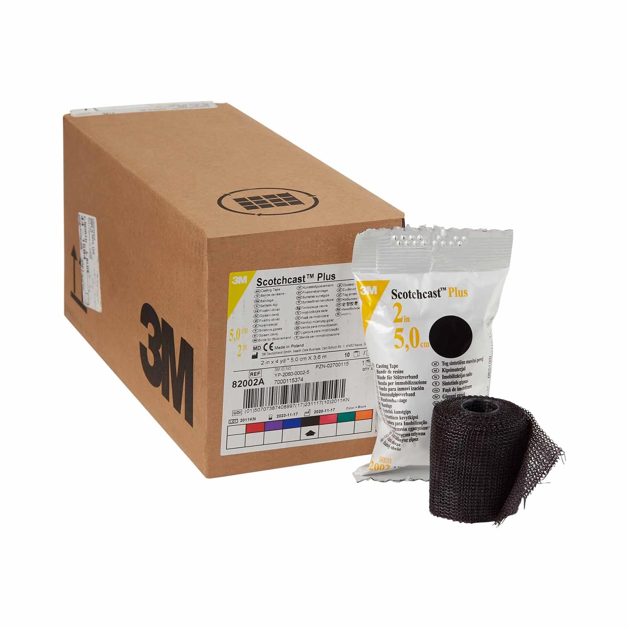 3M Scotchcast Plus Cast Tape, 2 Inch X 4 Yard, Black - Case of 10 - Image 1