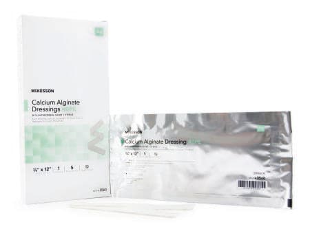 McKesson Silver Alginate Dressing White 5% Silver Rope Sterile, 3/4 x 12 Inch - Box of 5 - Image 1