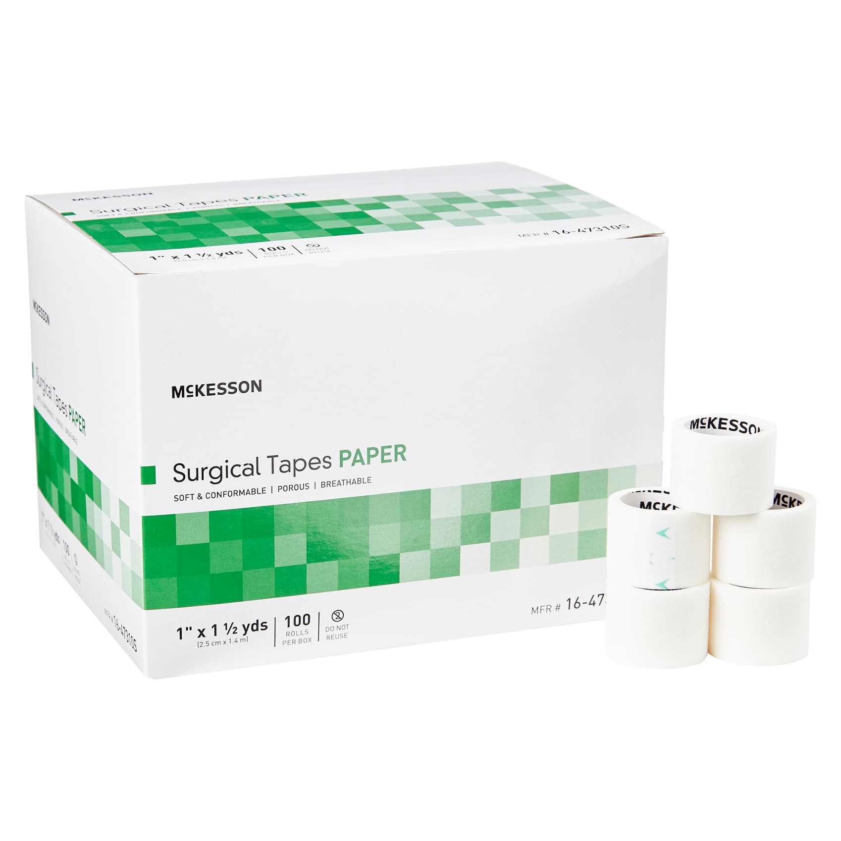 McKesson Breathable Paper Tape, White, 1 Inch x 1-1/2 Yard - Box of 100 - Image 1