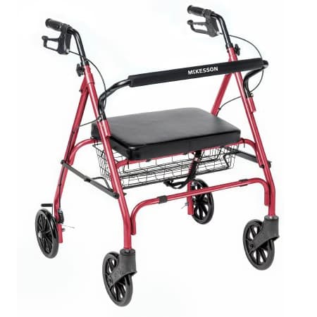 McKesson Bariatric 4 Wheel Rollator, Red - Image 1