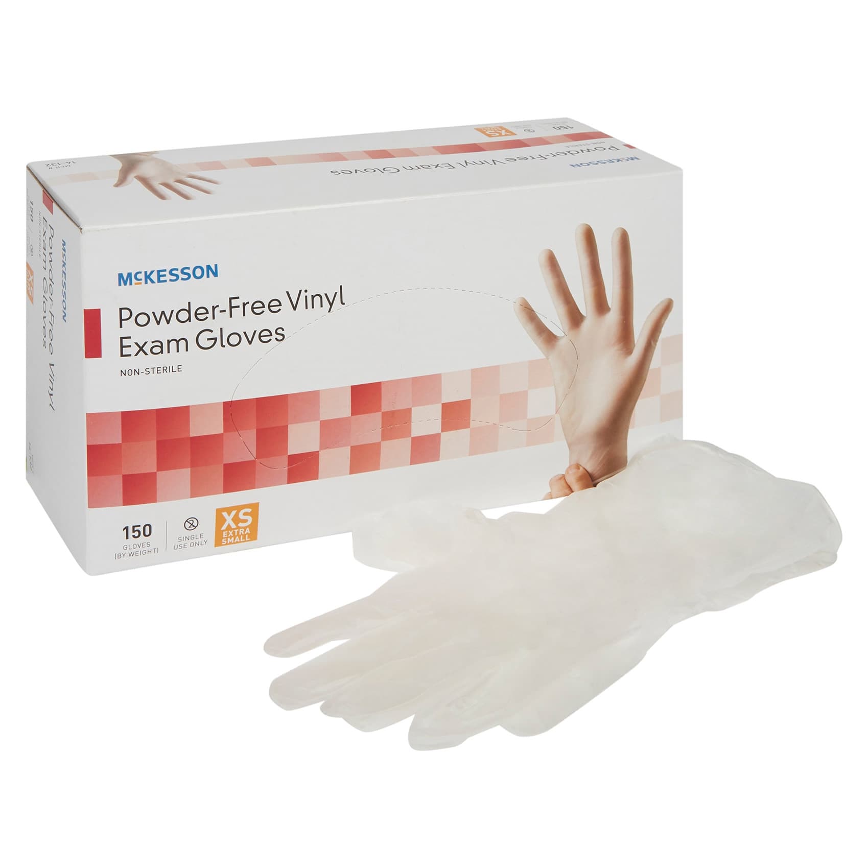 Mckesson Vinyl Powder Free Exam Gloves, NonSterile, Clear, X-Small - Case of 1500 - Image 1