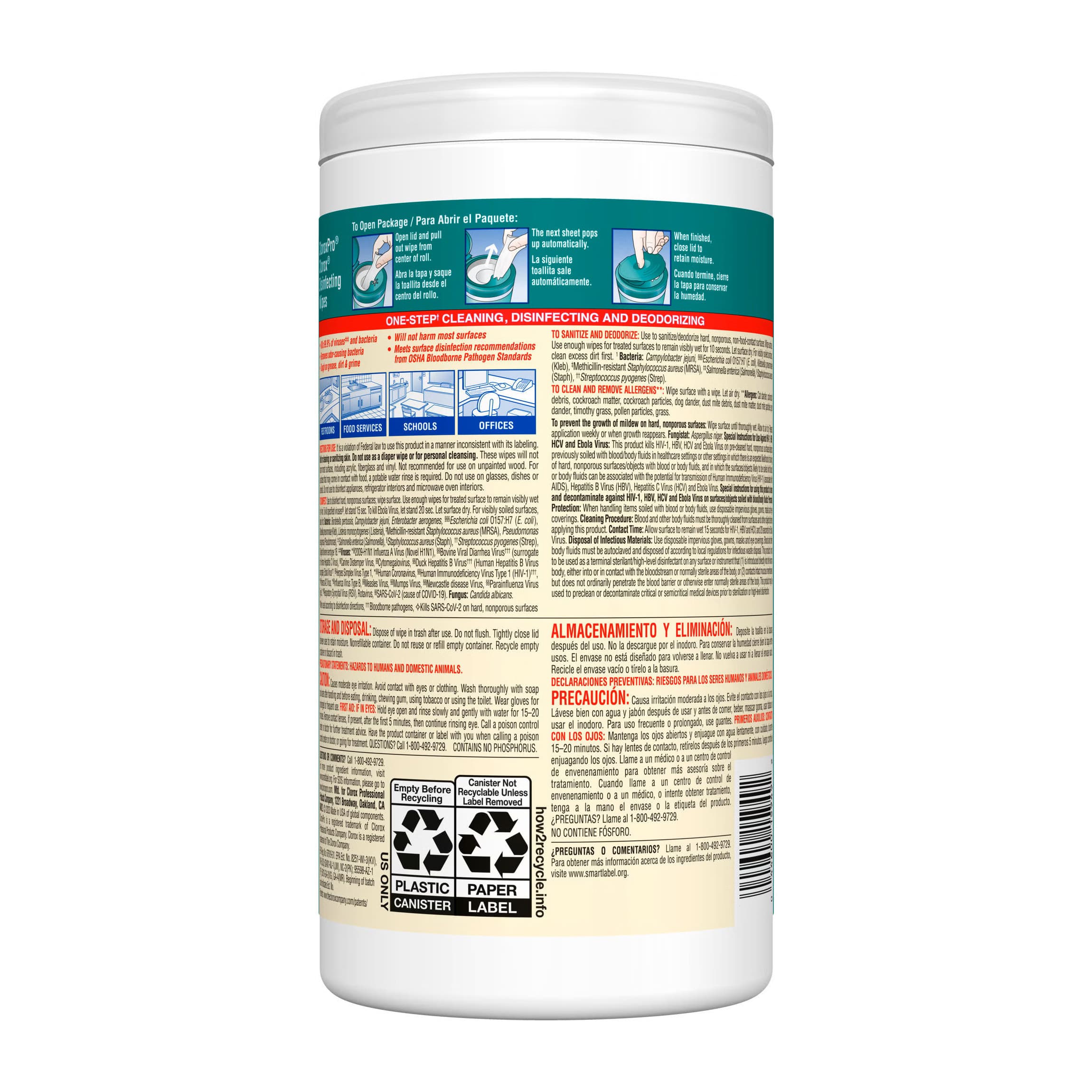 CloroxPro Surface Disinfectant Canister Wipe, 7 x 8 Inch - Image 2