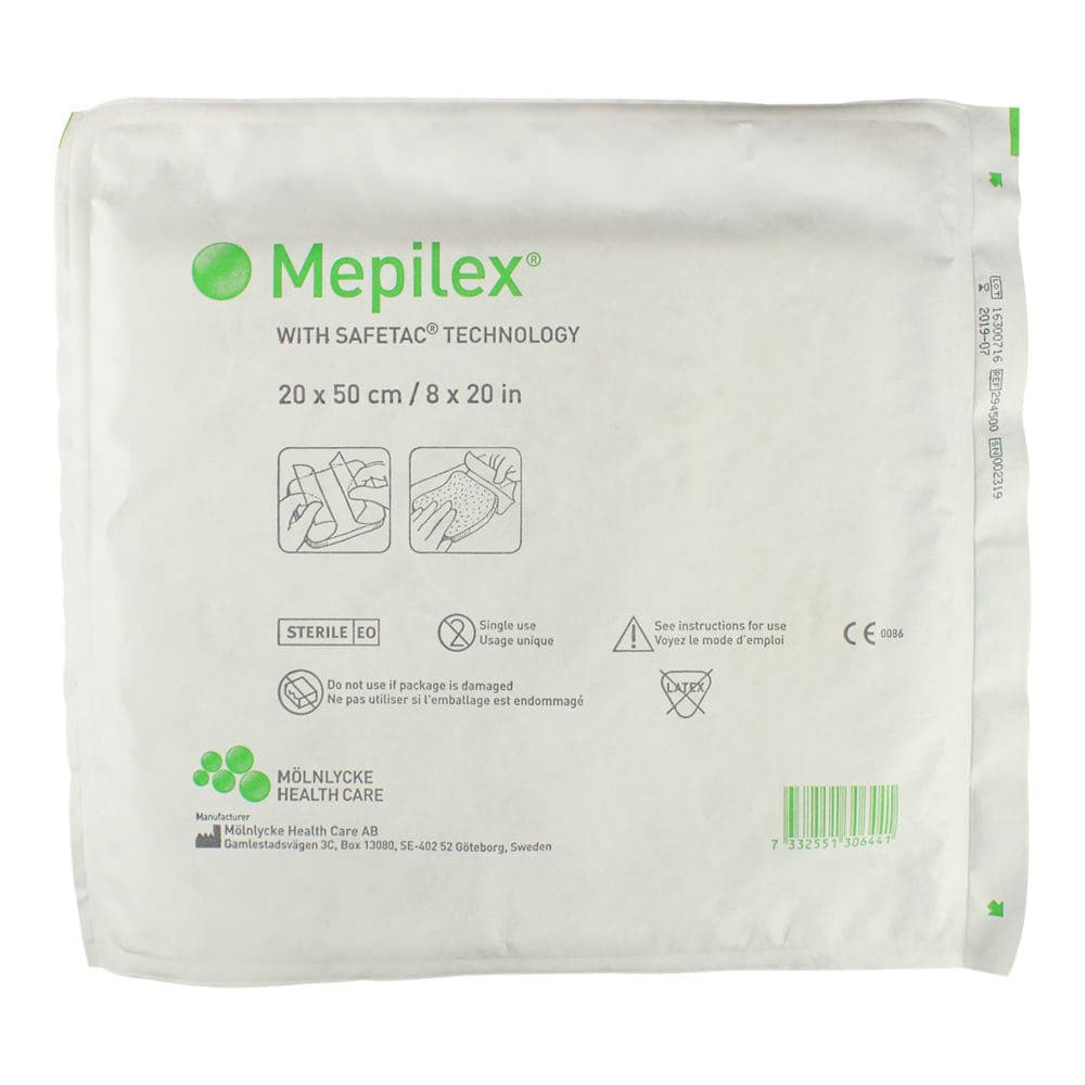 Mepilex Self-Adherent Absorbent Foam Dressing, 8 x 20 Inch - Box of 2 - Image 1