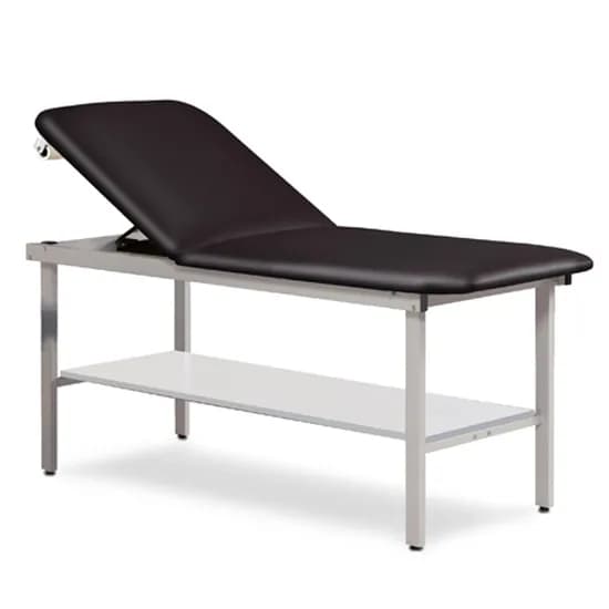 Clinton Alpha Express Treatment Table with Adjustable Back and Full Shelf, Black, 30" W x 72" L x 31" H - Image 1