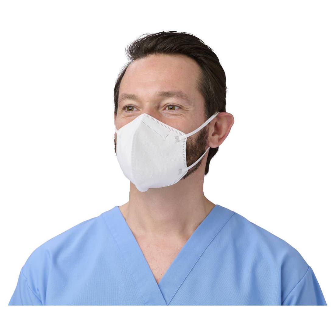 Medline Flat-Fold Face Mask with Ear Loops, White