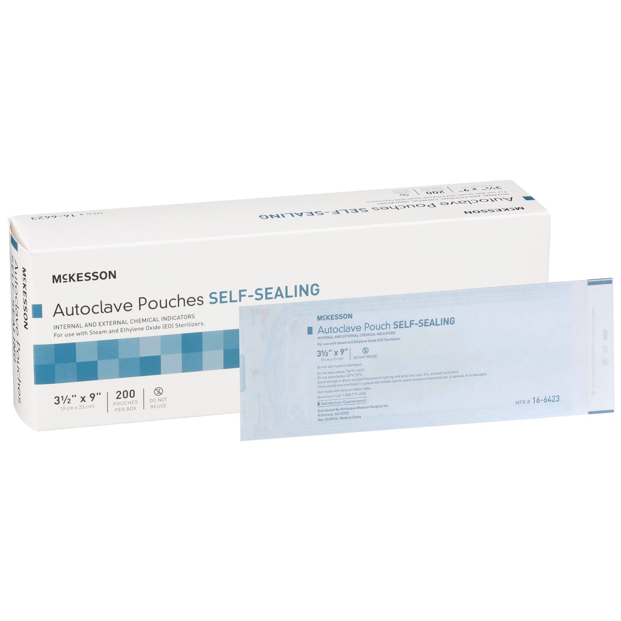 McKesson Sterilization Pouch Transparent Blue-White, 3-1/2 x 9 Inch - Box of 200 - Image 1