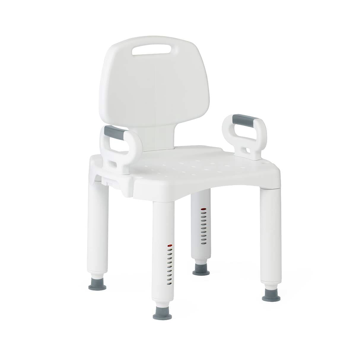 Medline Shower Chair with Backrest and Arms, White - Image 1