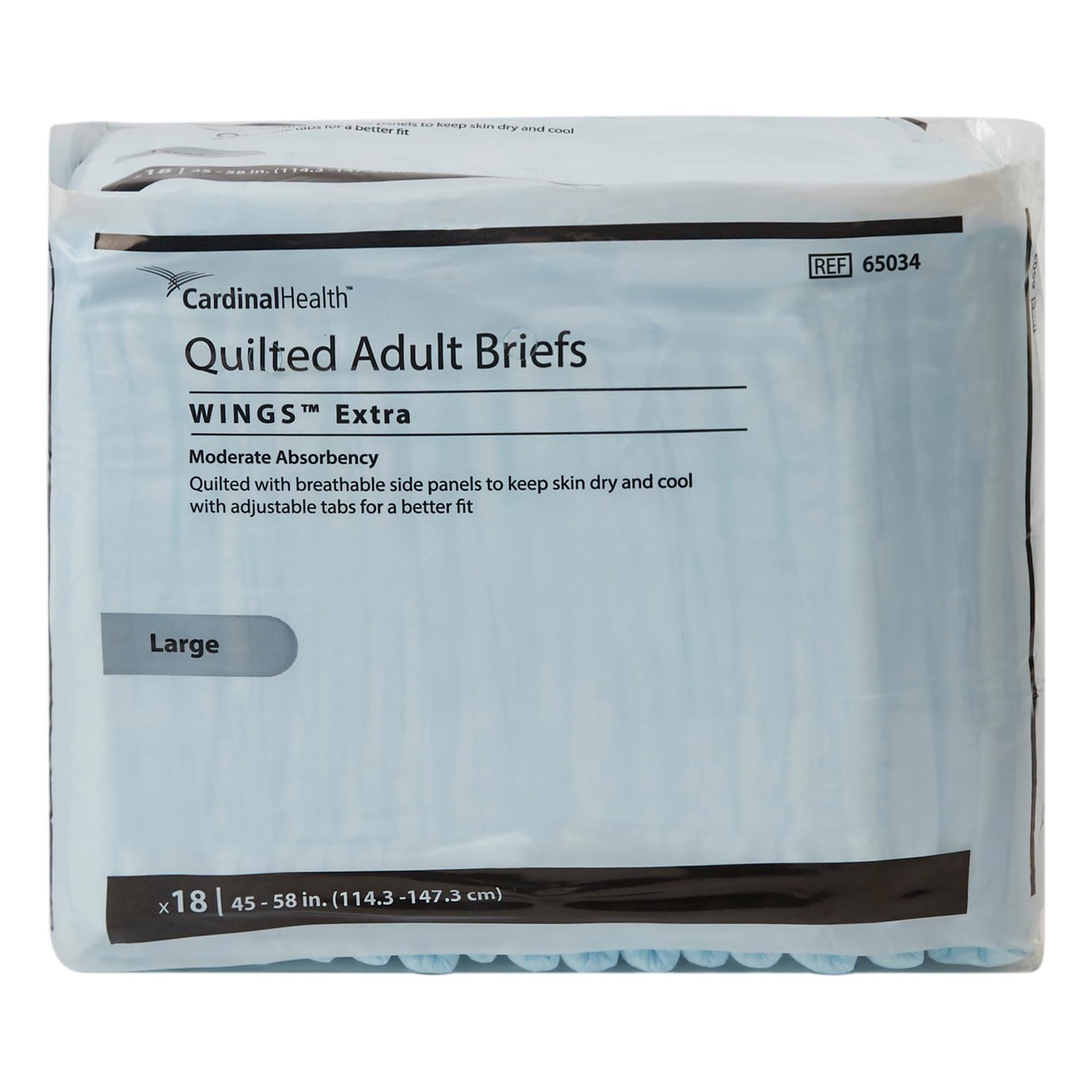 Cardinal Health Wings Extra Quilted Brief, Moderate Absorbency, Large - Box of 72 - Image 1