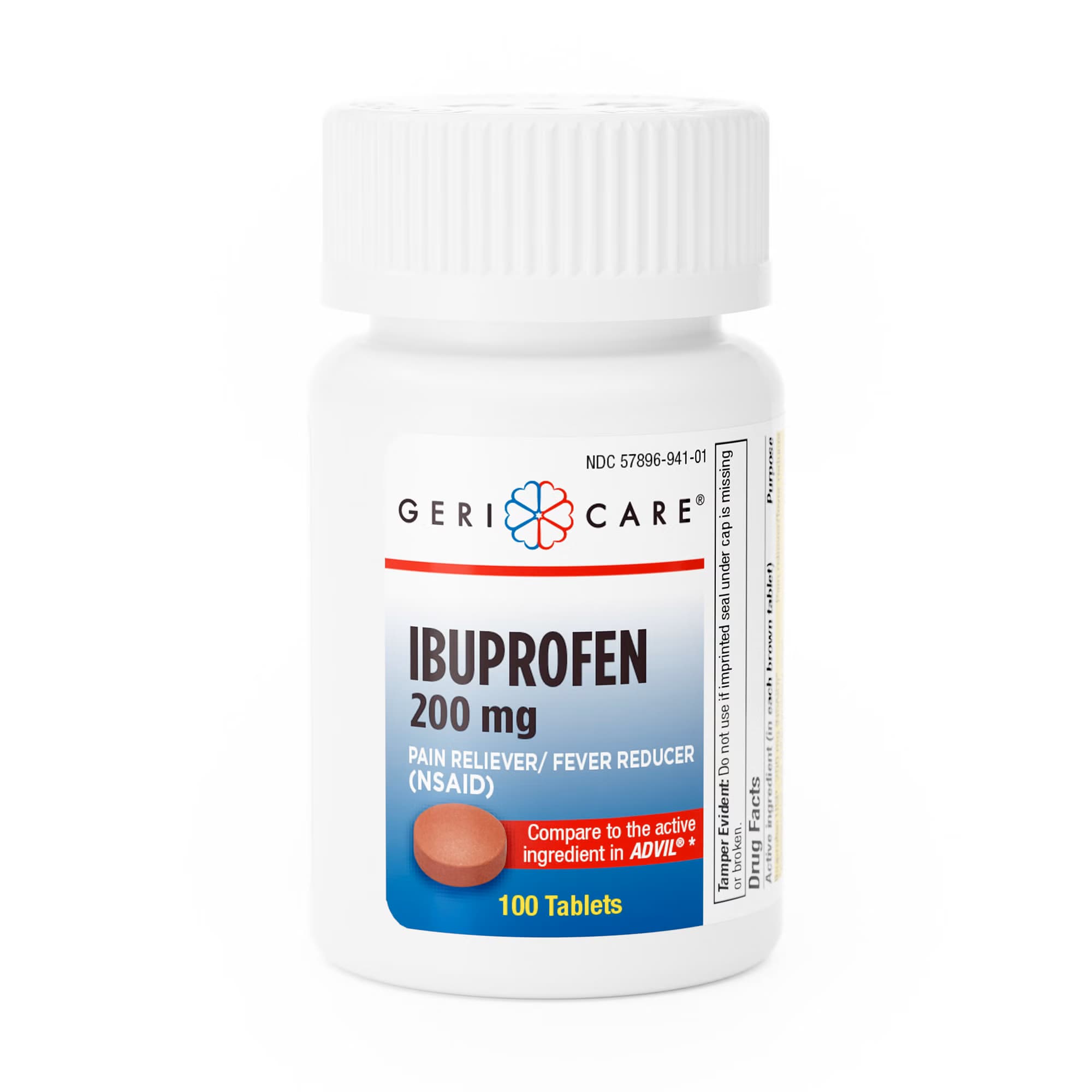 Geri-Care Ibuprofen Pain and Fever Reliever Tablet, 200 mg - Case of 1200 - Image 1