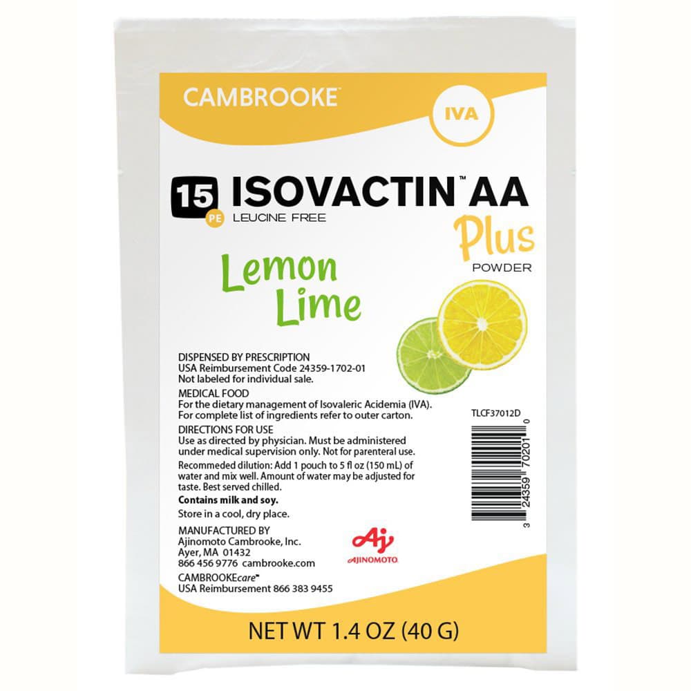 Isovactin AA Plus Powder 15 Oral Supplement, Lemon Lime - Case of 30