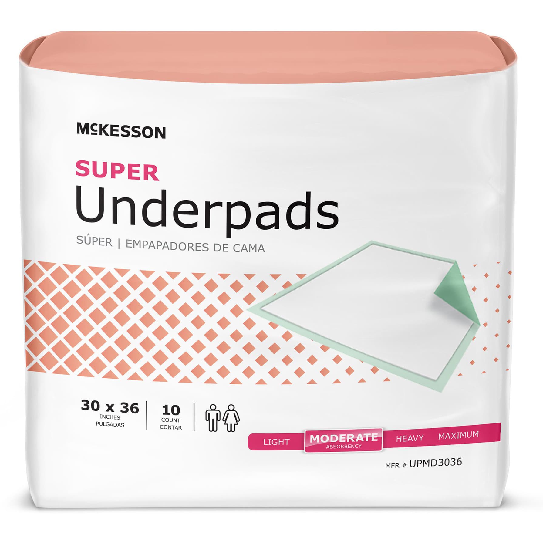 McKesson Super Incontinence Underpads, 30 x 36 Inch - Bag of 10 - Image 1