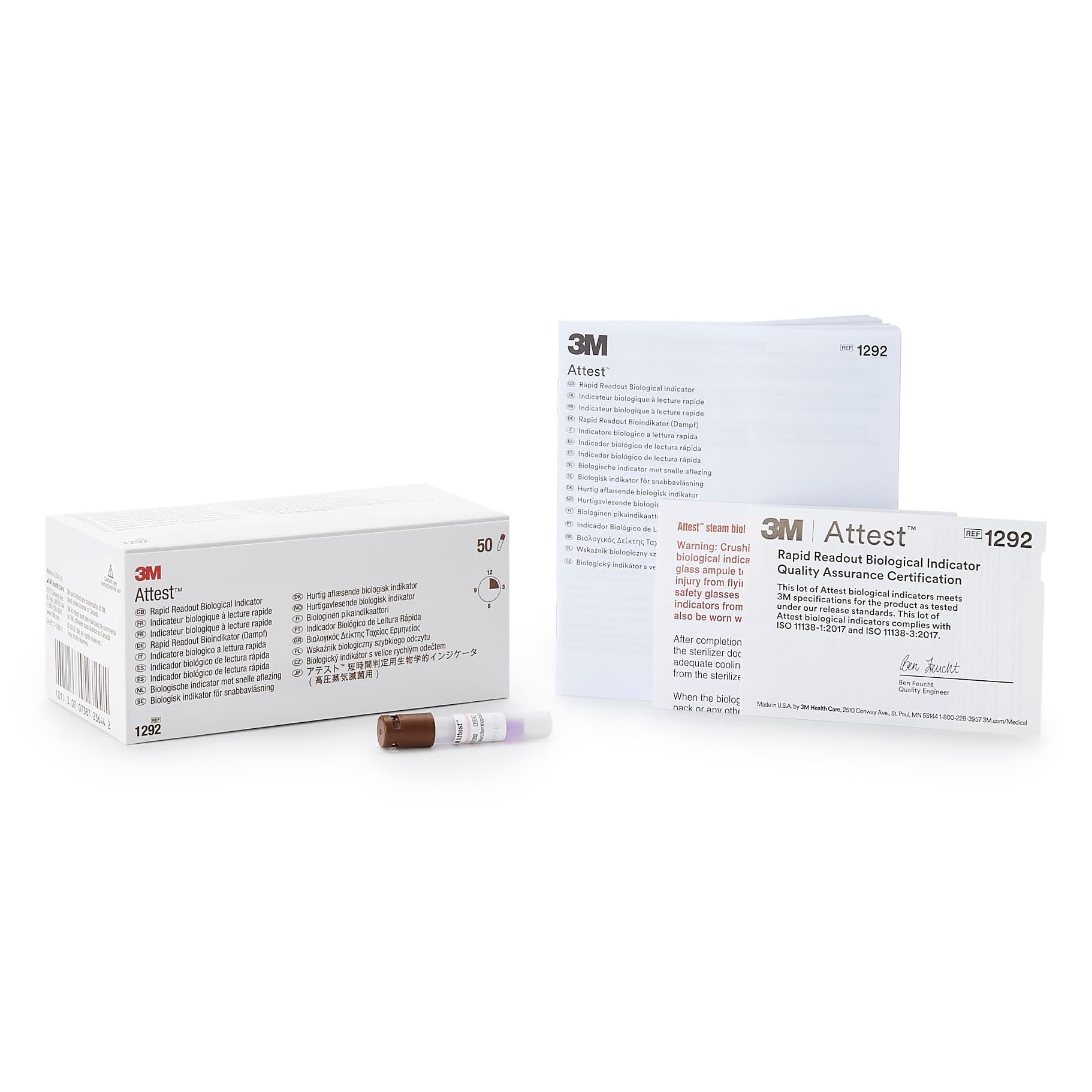 Attest Rapid Readout Sterilization Biological Indicator Vial with Brown Cap - Box of 50 - Image 1