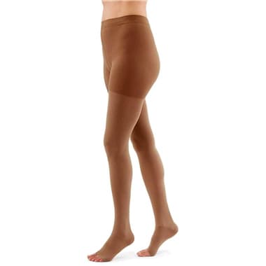 Duomed Advantage Compression Pantyhose 30-40mmHg Petite, Open Toe, Almond, Large - Pair - Image 1