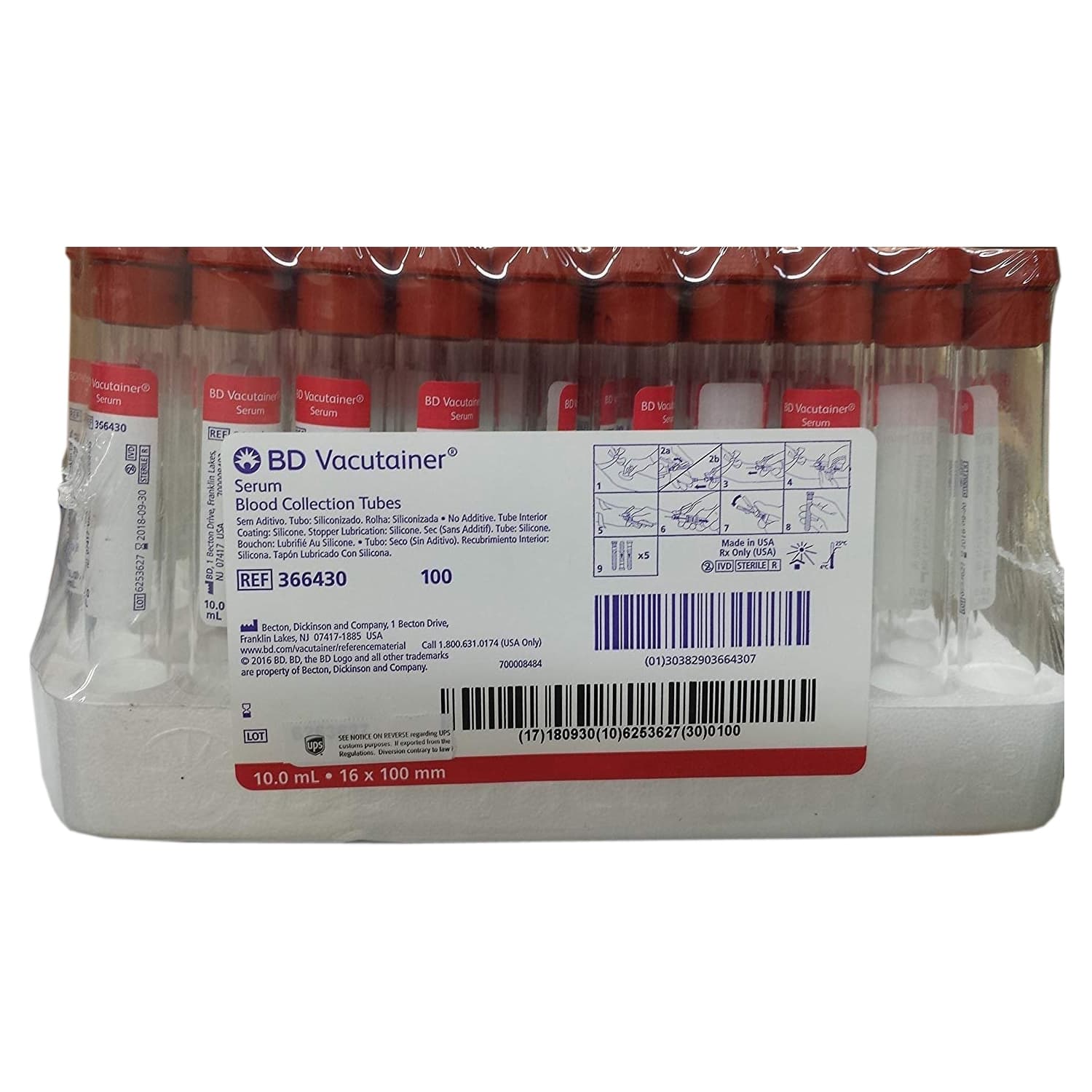 BD Vacutainer Serum Blood Collection Tubes, Plain Additive, 10 mL - Box of 100 - Image 1