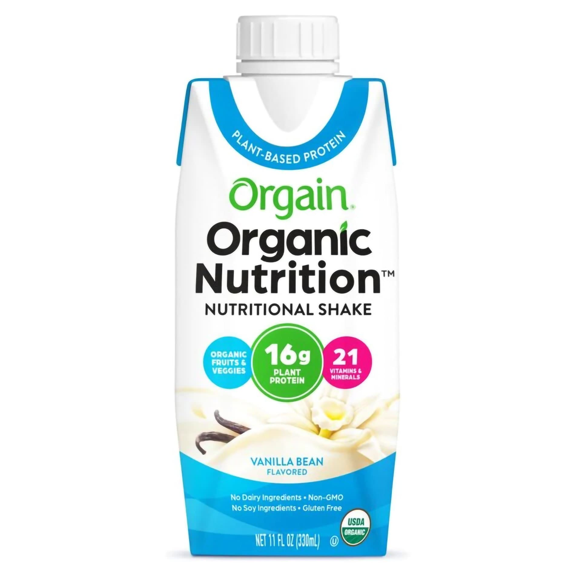 Organic Nutrition Vegan Oral Supplement, Vanilla Bean Flavor, 11 oz - Package of 4 - Image 1