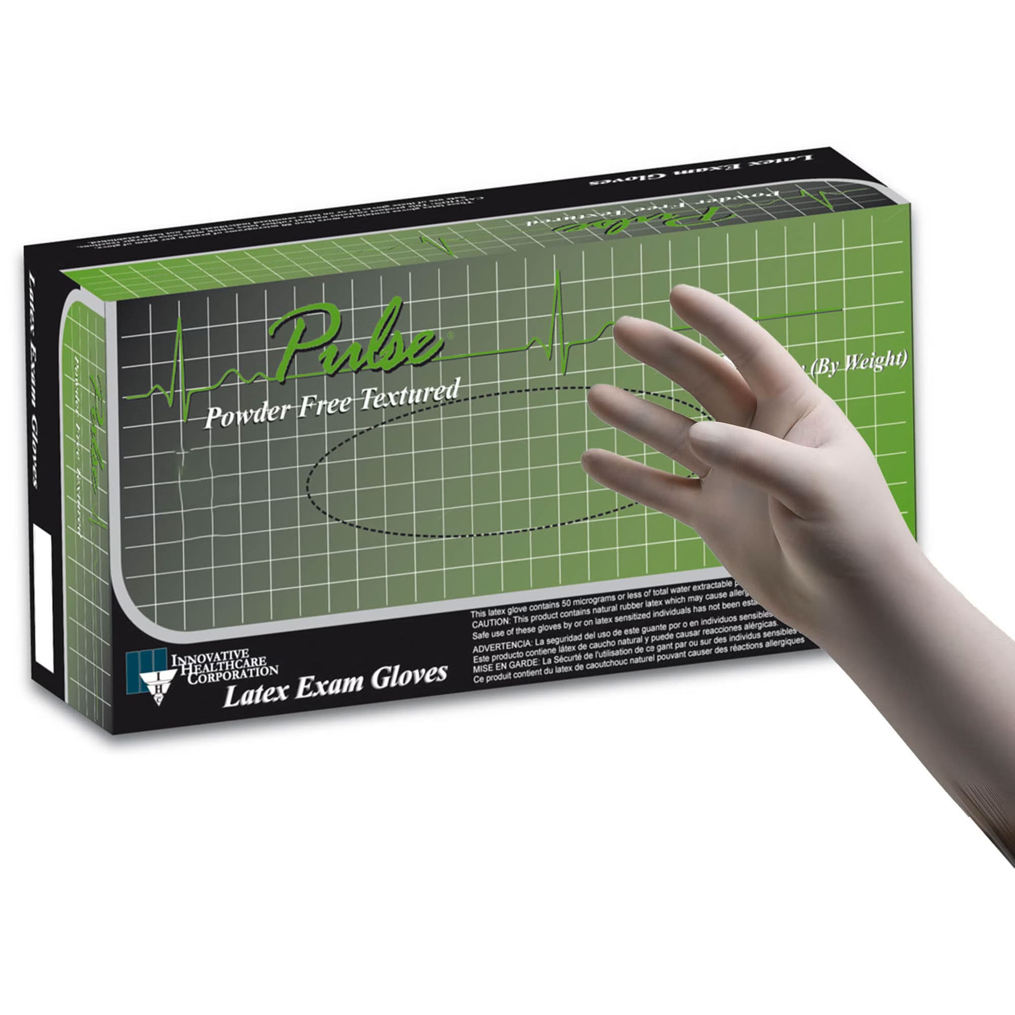 Pulse 151 Series Exam Glove White Neutral Beaded Cuff 4.1 mil to 6.0 mil Range, Medium - Case of 1000 - Image 1