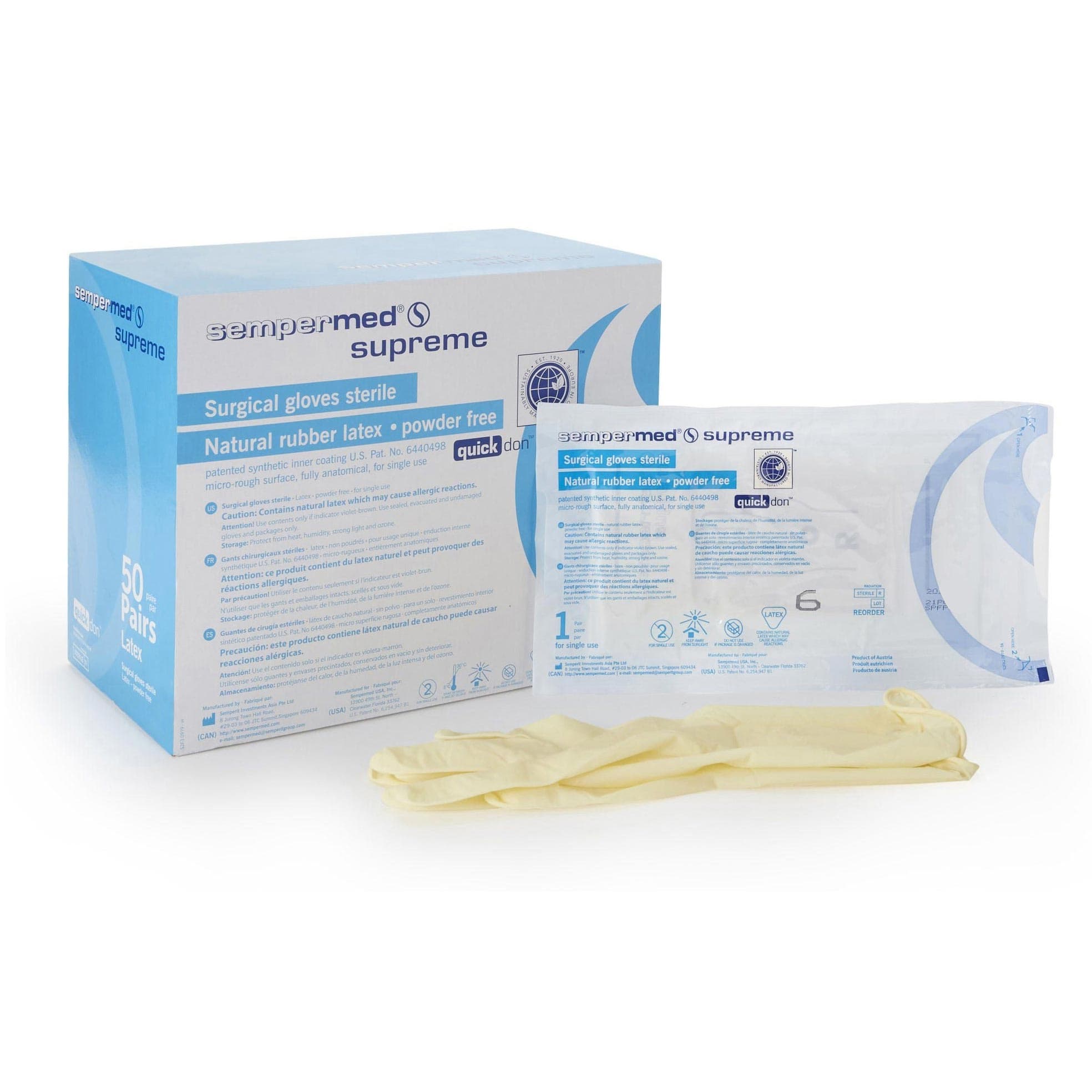 Sempermed Supreme Powder Free Surgical Gloves, Size 6 - Case of 300 - Image 1