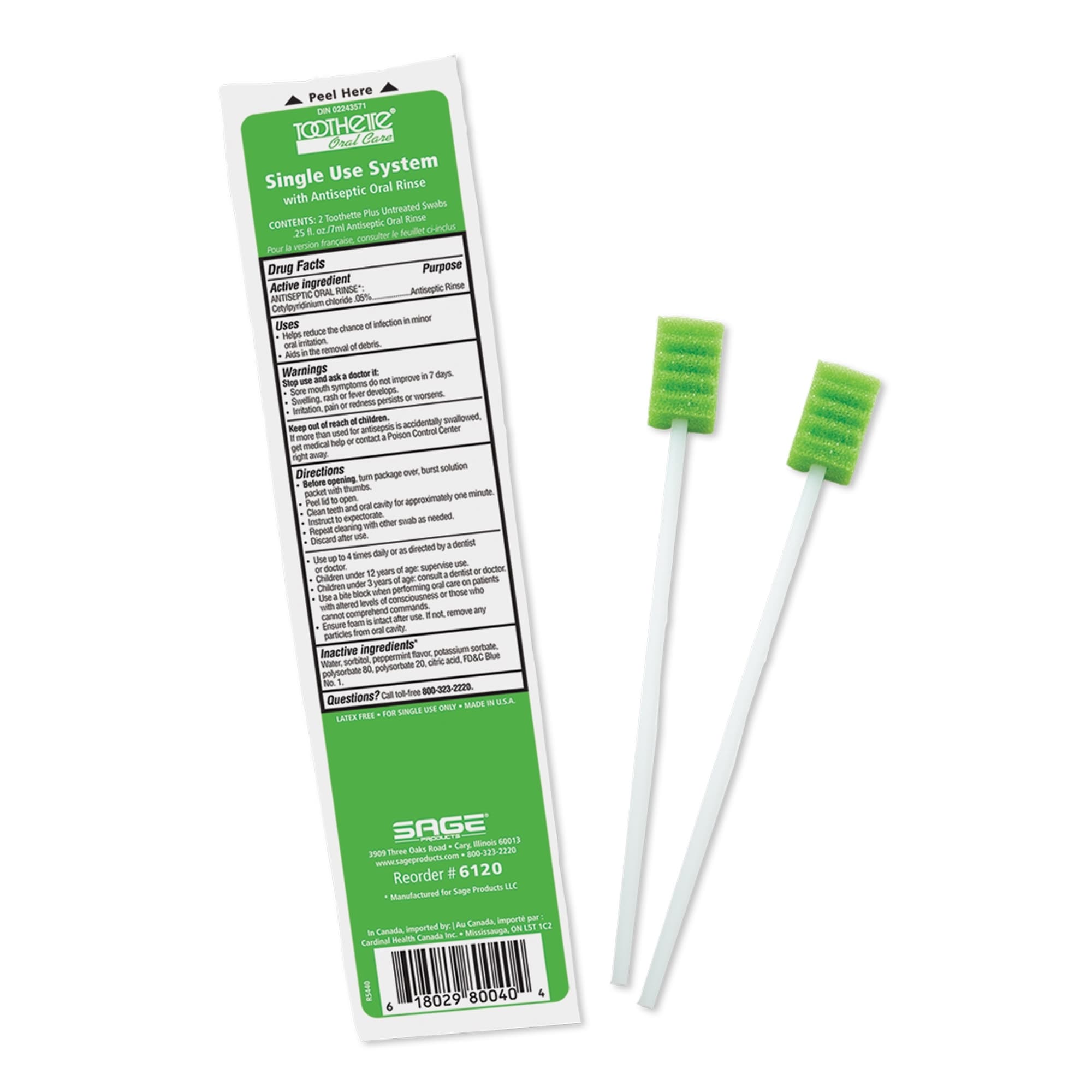 Sage Toothette Single Use System with Antiseptic Oral Rinse - Case of 100 - Image 1