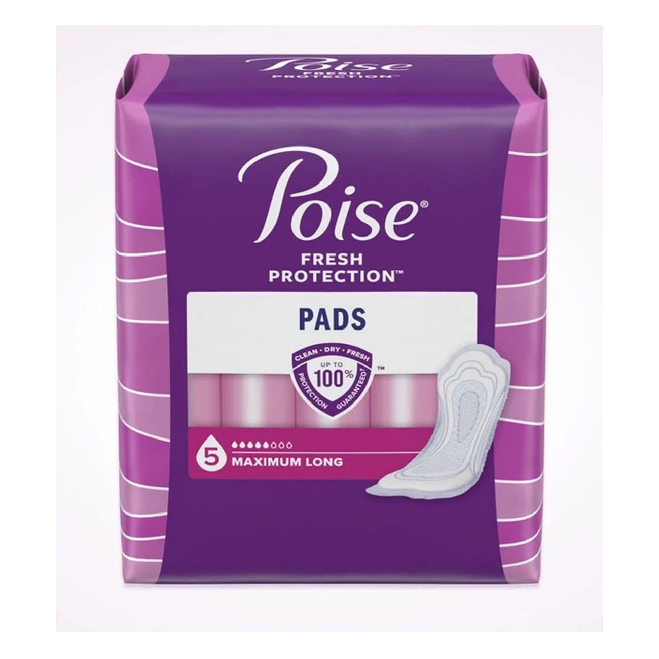 Poise Fresh Protection Pads, Long, Maximum Absorbency - Package of 14 - Image 1