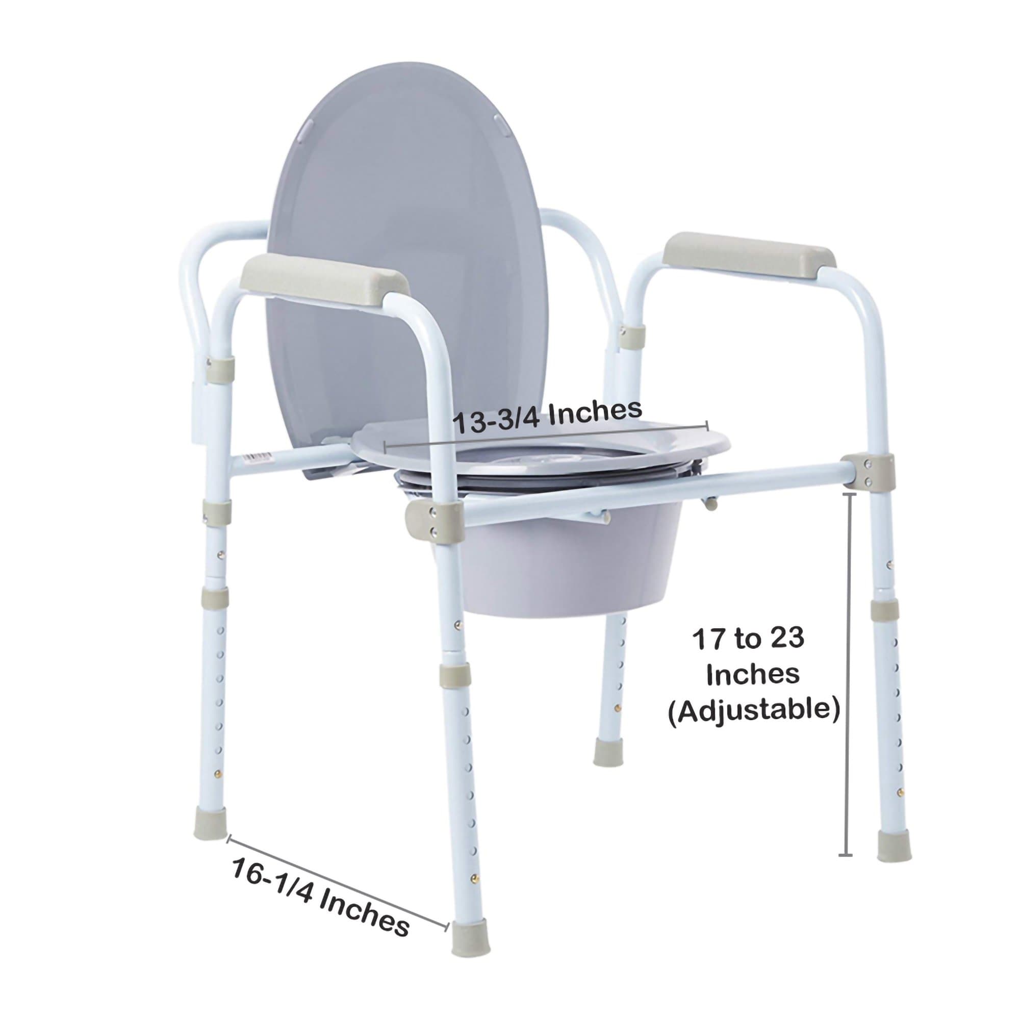 McKesson Fixed Arm Folding Commode Chair, Blue - Image 3